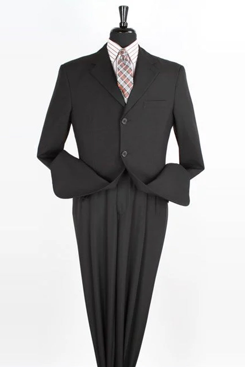 Apollo King Black Poplin Classic Fit Two-Piece Suit