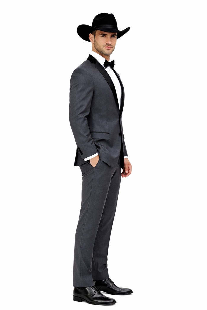 Rayon/Poly Modern Fit Suits Eleganza 2 button Blazer with Black Edge Trim Lapel Dinner Jacket suit