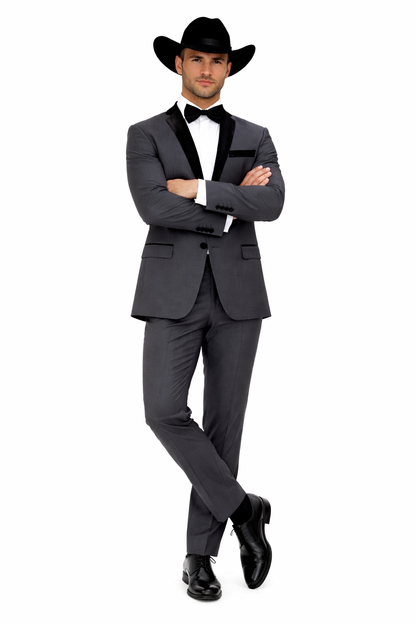 Rayon/Poly Modern Fit Suits Eleganza 2 button Blazer with Black Edge Trim Lapel Dinner Jacket suit