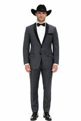 Rayon/Poly Modern Fit Suits Eleganza 2 button Blazer with Black Edge Trim Lapel Dinner Jacket suit