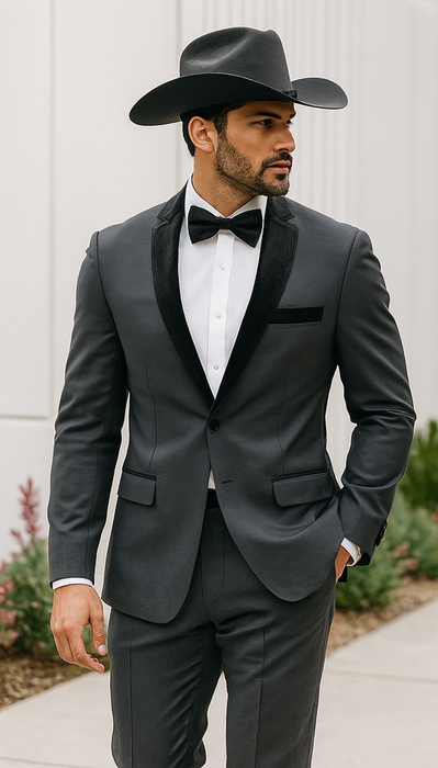 Rayon/Poly Modern Fit Suits Eleganza 2 button Blazer with Black Edge Trim Lapel Dinner Jacket suit