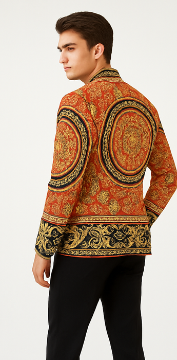 Red and Gold and Black Tuxedo Jacket - Designer Pattern