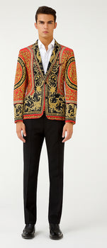 Red and Gold and Black Tuxedo Jacket - Designer Pattern