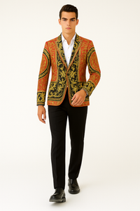 Red and Gold and Black Tuxedo Jacket - Designer Pattern