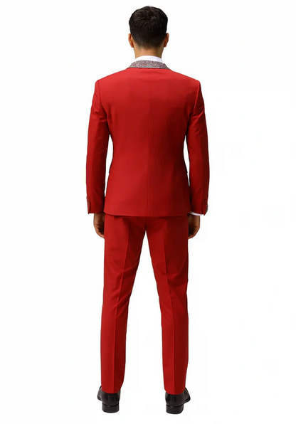 Red and Silver Prom Suit for Every Occasion Modern Fit