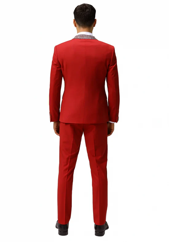 Red and Silver Prom Suit for Every Occasion Modern Fit