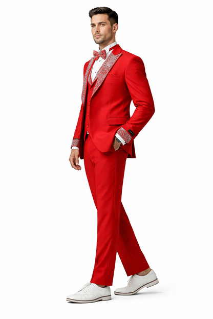 Red and Silver Prom Suit for Every Occasion Modern Fit