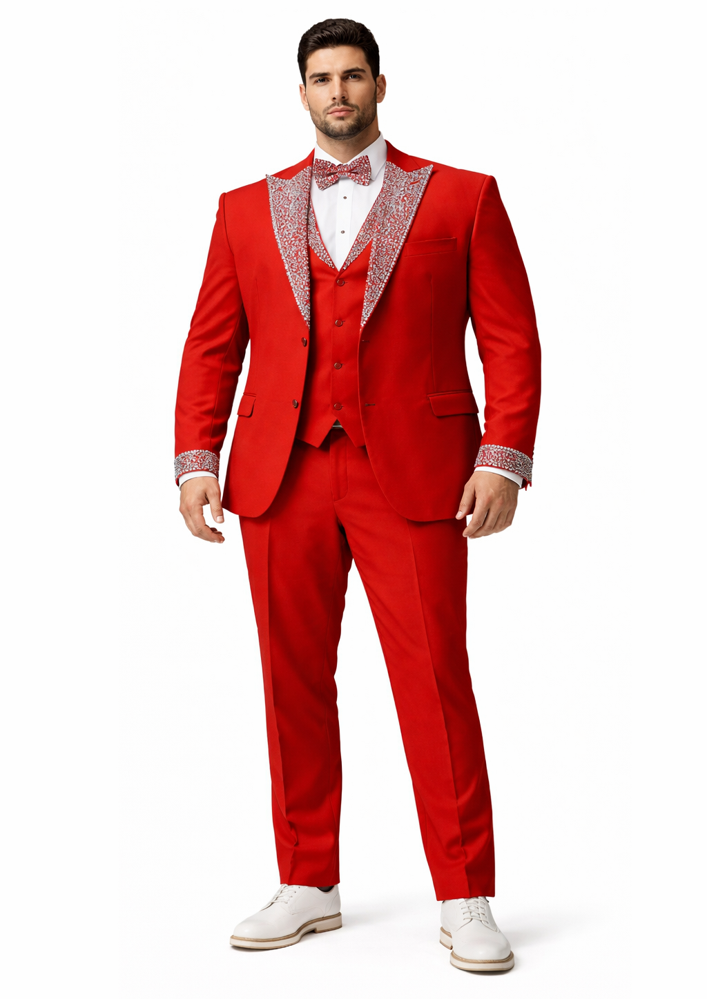 Red and Silver Prom Suit for Every Occasion Modern Fit