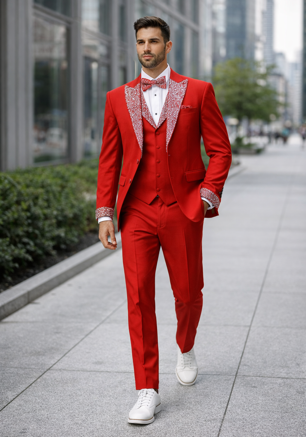 Red and Silver Prom Suit for Every Occasion Modern Fit