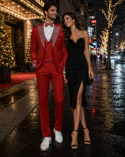 Red and Silver Prom Suit for Every Occasion Modern Fit