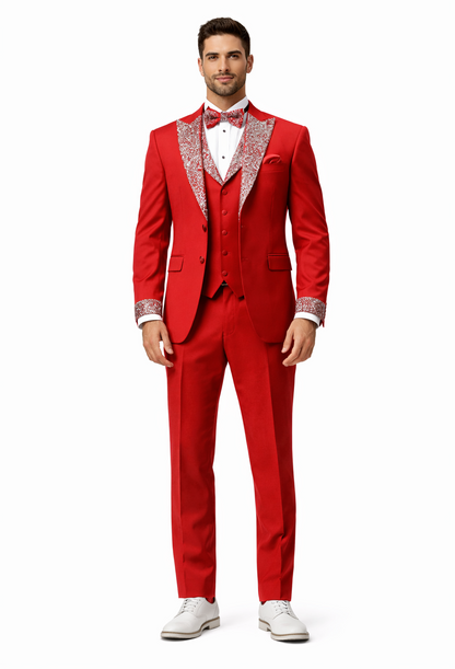Red and Silver Prom Suit for Every Occasion Modern Fit
