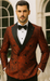 Red Double Breasted Rough Streak Pattern Satin Peak Lapel Stacy Adams Men's Jacket