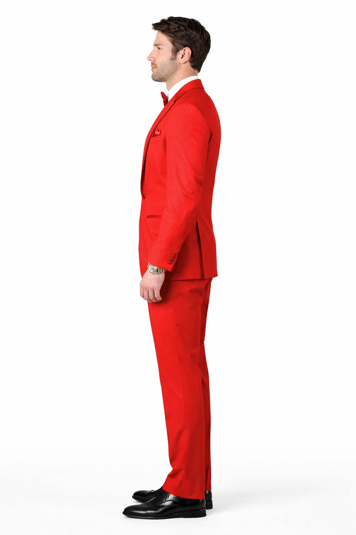 Classic Red Shawl Lapel Tuxedo for Men | 1-Button 4-Piece Suit - Image 5