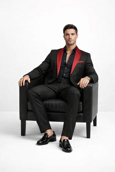 Red Prom Tuxedo - Wedding Suit - Groom Tuxedo Suit