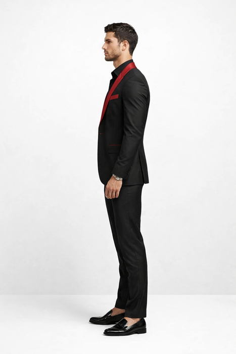 Red Prom Tuxedo - Wedding Suit - Groom Tuxedo Suit