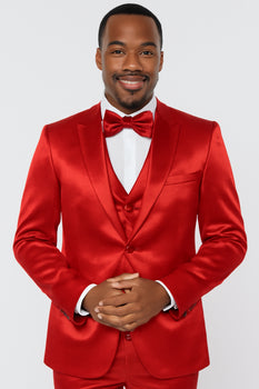 Mens Modern Fit Shiny Sharkskin Suit in Purple