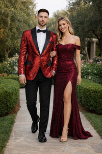 Men's One Button  Red Sequin Blazer - Sequin Tuxedo - Dinner Jacket - Image 8