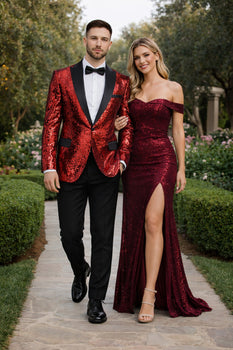Men's One Button  Red Sequin Blazer - Sequin Tuxedo - Dinner Jacket - Image 8