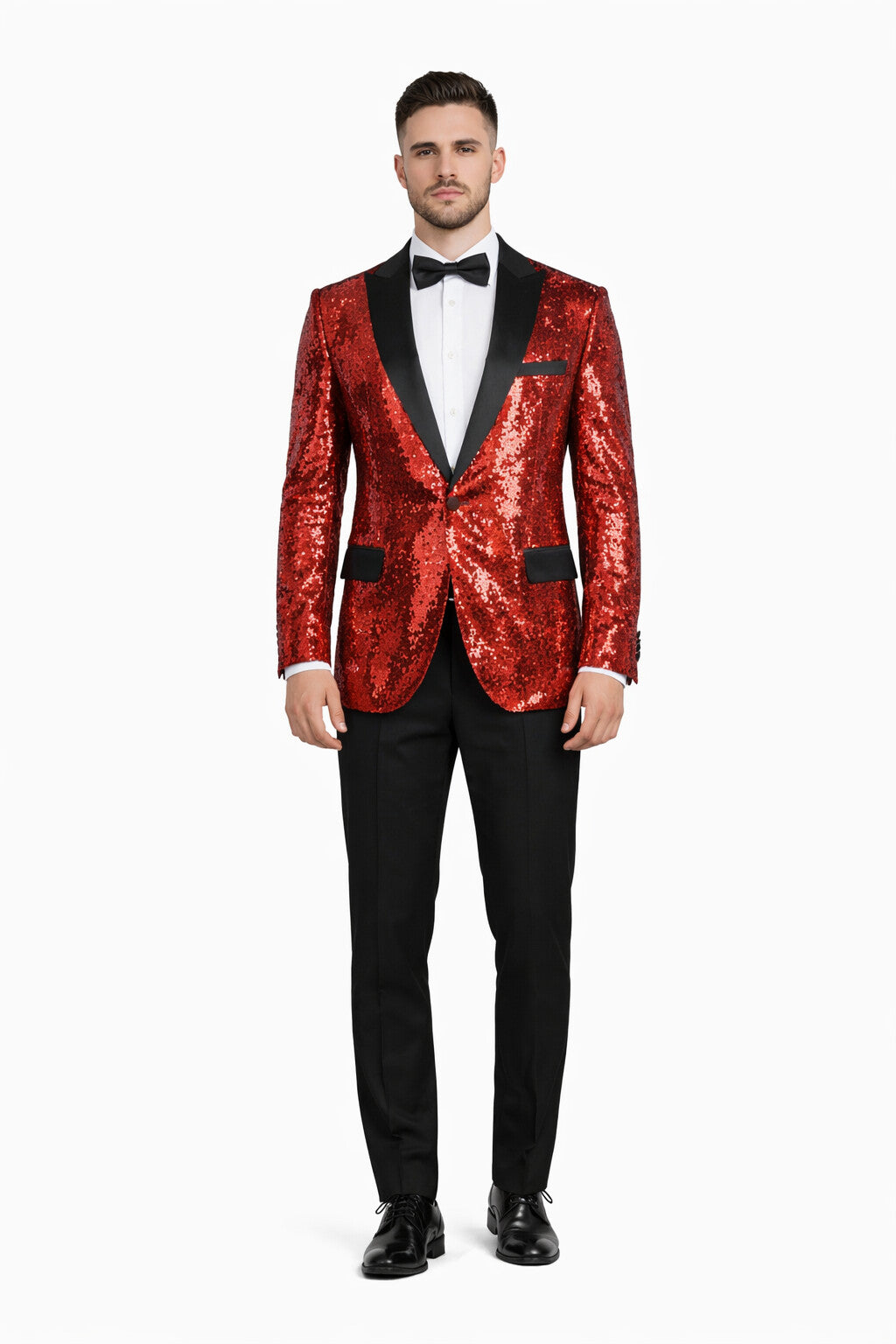Men's One Button Red Sequin Blazer Tuxedo Dinner Jacket Men's One Button Red Sequin Blazer Tuxedo Dinner Jacket