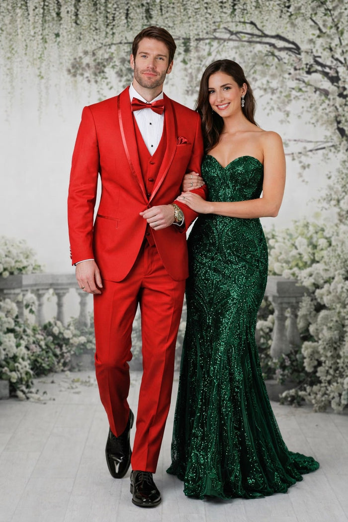 Classic Red Shawl Lapel Tuxedo for Men | 1-Button 4-Piece Suit - Image 6