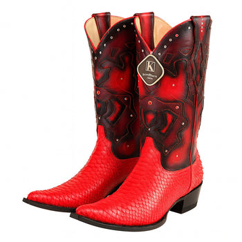 Men's King Exotic Boots Genuine Python 3x Toe Red (495vf5712) - Image 7