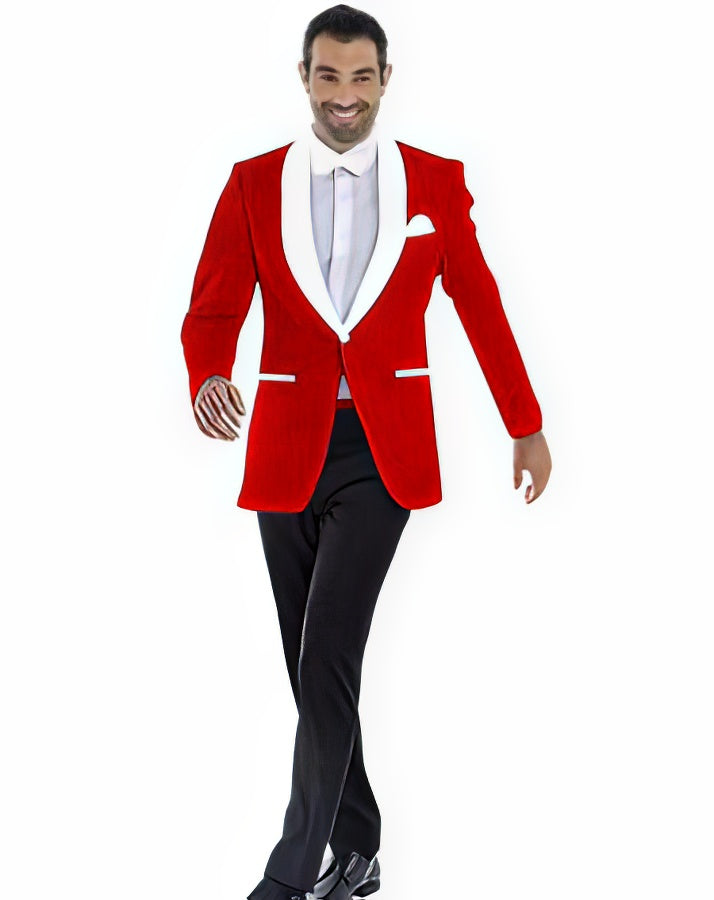 Mens Prom Blazer - Red ~ White Blazer For Homecoming