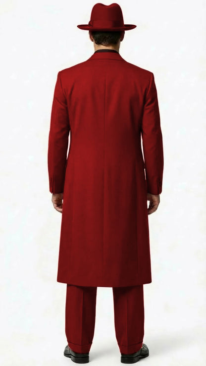 Men’s 1920s Burgundy Zoot Suit – Long Mafia Gangster Three-Piece Vintage Outfit Zuit Pachuco Style