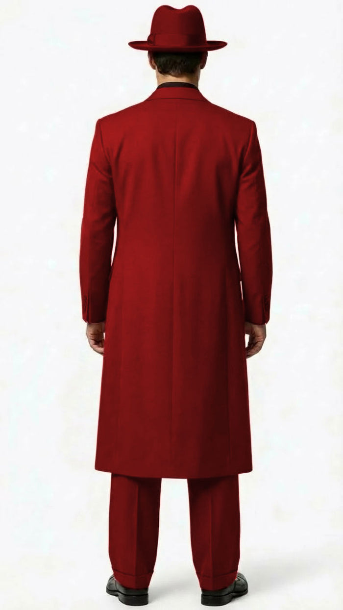 Men’s 1920s Burgundy Zoot Suit – Long Mafia Gangster Three-Piece Vintage Outfit Zuit Pachuco Style
