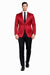 Men’s Slim Fit Red Satin Blazer – Elegant Two-Button Formal Suit Jacket for Weddings, in Red Color
