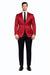 Men’s Slim Fit Red Satin Blazer – Elegant Two-Button Formal Suit Jacket for Weddings, in Red Color