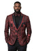 Mens Red and Black Paisley Prom Blazer – Slim Fit Luxury Floral Tuxedo Jacket