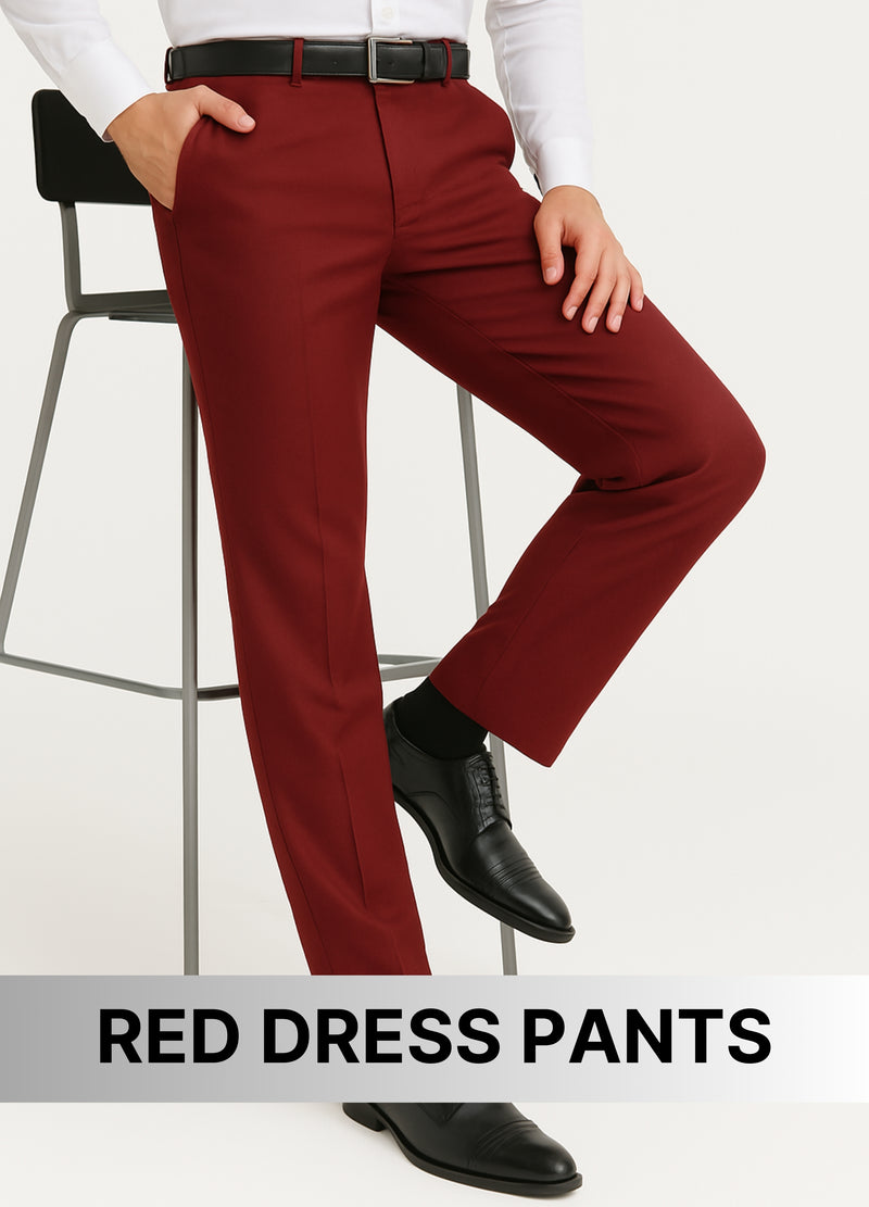 MENS RED DRESS PANTS