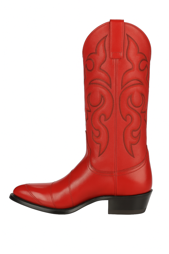 J Toe Cowboy Boots - J Toe Western Boots - Los Altos Boots - Mens Dress Cowboy Boot - Low Priced Mens Red Eel Cowboy Boots J-Toe-  in Red - Image 5