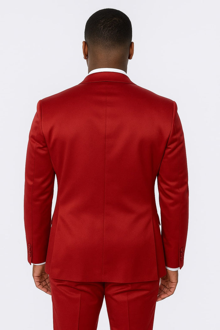 Burgundy Satin Tuxedo Set – 4-Piece Ensemble for Weddings & Proms - Image 3