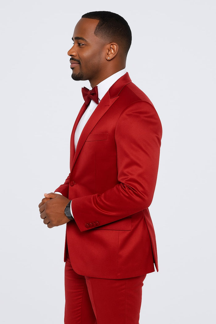 Burgundy Satin Tuxedo Set – 4-Piece Ensemble for Weddings & Proms - Image 4