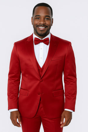 Burgundy Satin Tuxedo Set – 4-Piece Ensemble for Weddings & Proms - Image 2