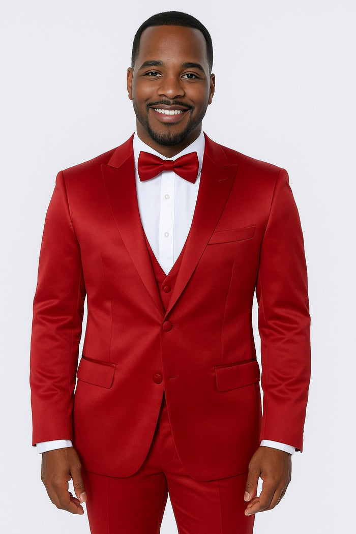 Burgundy Satin Tuxedo Set – 4-Piece Ensemble for Weddings & Proms - Image 2