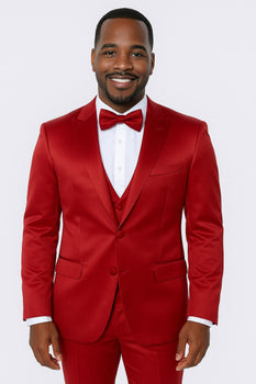 Burgundy Satin Tuxedo Set – 4-Piece Ensemble for Weddings & Proms - Image 2