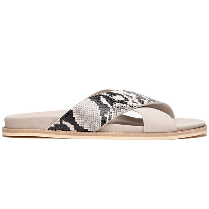 Zelli Rena Sueded Goatskin and Embossed Python Leather Slide