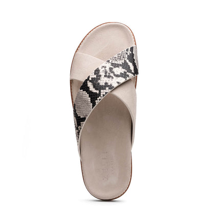 Zelli Rena Sueded Goatskin and Embossed Python Leather Slide