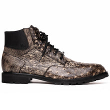 Marco Di Milano Renzo Stone Black Ostrich Lace-Up Boots