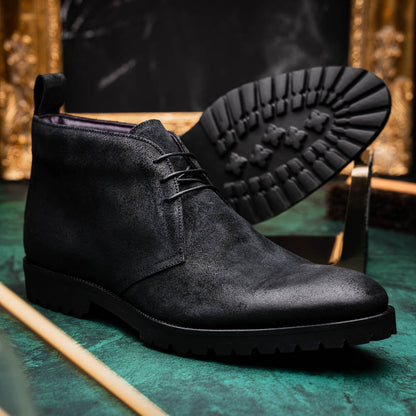 Zelli Rezza Italian Suede Chukka Boot in Black with Vibram Sole