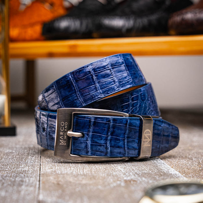 Marco_Di_Milano Riccardo Belt Blue Jeans Leather Loafer