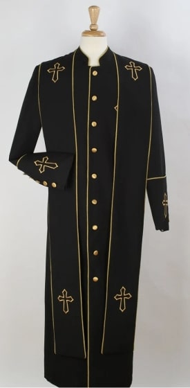 Mens Church Robe - Multiple Colors Available Black ~ Gold
