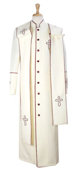 Mens Church Robe - Multiple Colors Available Off White ~ Burgundy