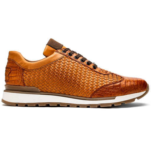 Marco Di Milano Roma Brandy Genuine Caiman Crocodile / Woven Leather Fashion Sneakers