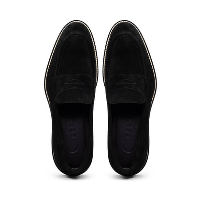 Zelli Roma Versatile Italian Suede Penny Loafers in Black