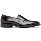 Zelli Roma Hand-Burnished Calfskin Penny Loafers in Black