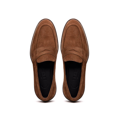 Zelli Roma Italian Suede Penny Loafers in a Beautiful Tobacco Finish