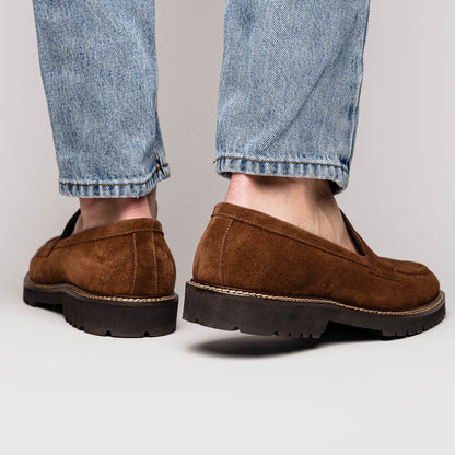 Zelli Roma Italian Suede Penny Loafers in a Beautiful Tobacco Finish